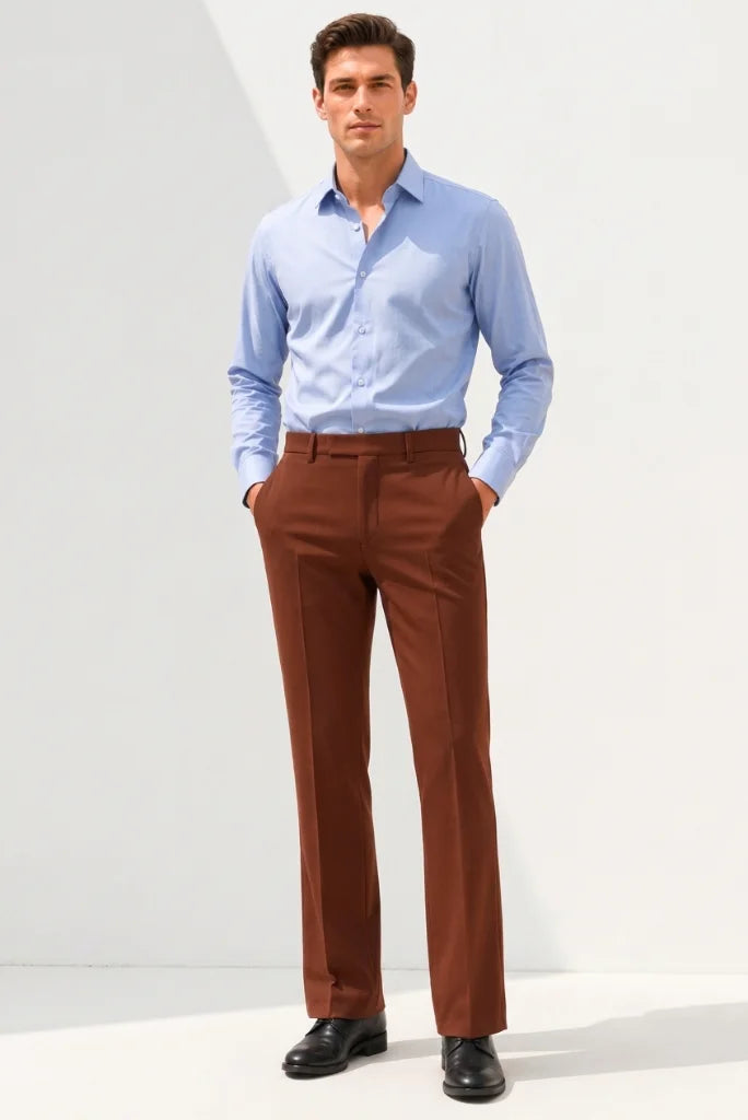 Men Rust Bootcut Vintage Trouser Front