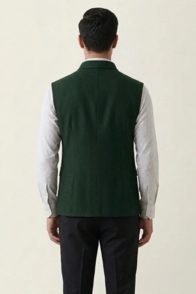 Men’s Emerald Green Sleeveless Safari Coat – Back 
