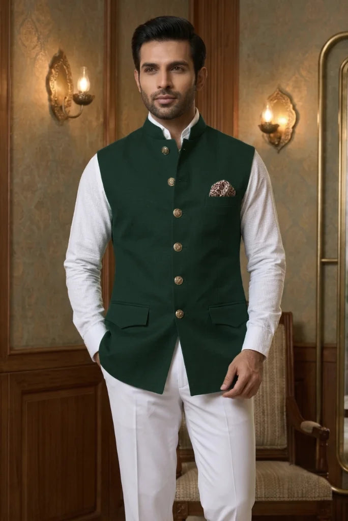 Men’s Emerald Green Safari Vest – Front