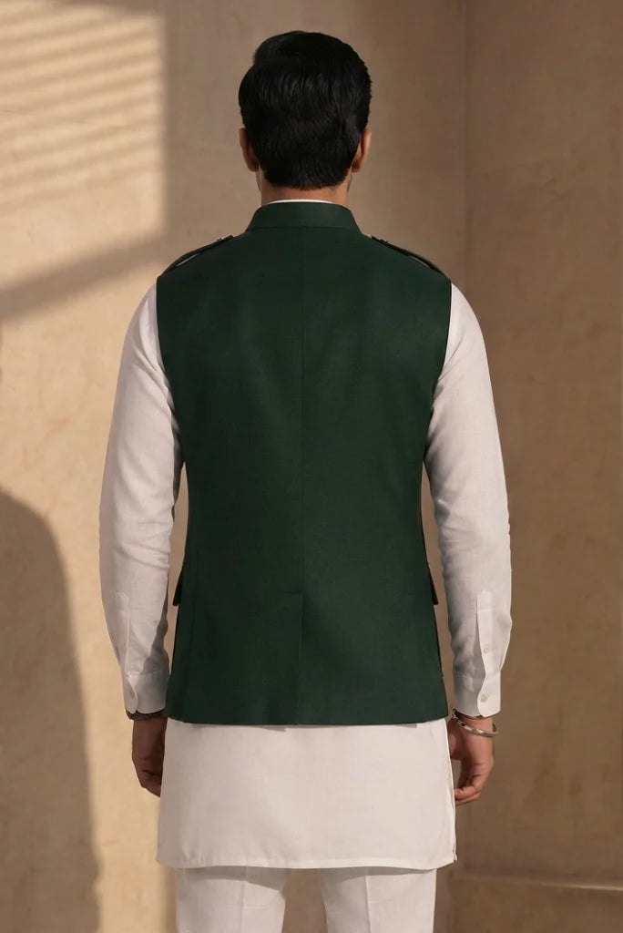 Emerald Green Casual Party Wear Safari Coat for Men&