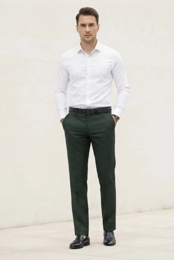 Men Emerald Green Formal Trouser –  Front