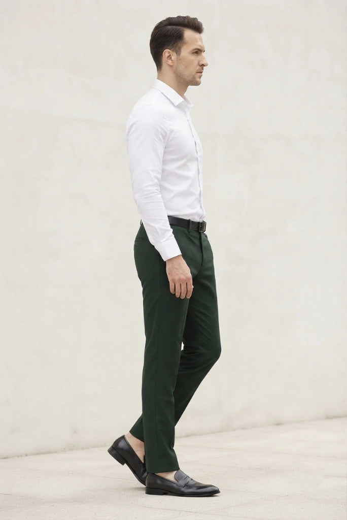 Men Emerald Green Trouser Classic Formal Pant Side