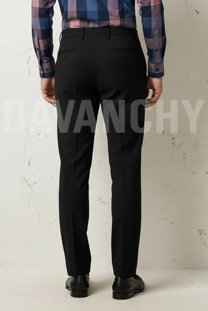 Men Black Formal Trouser-Back
