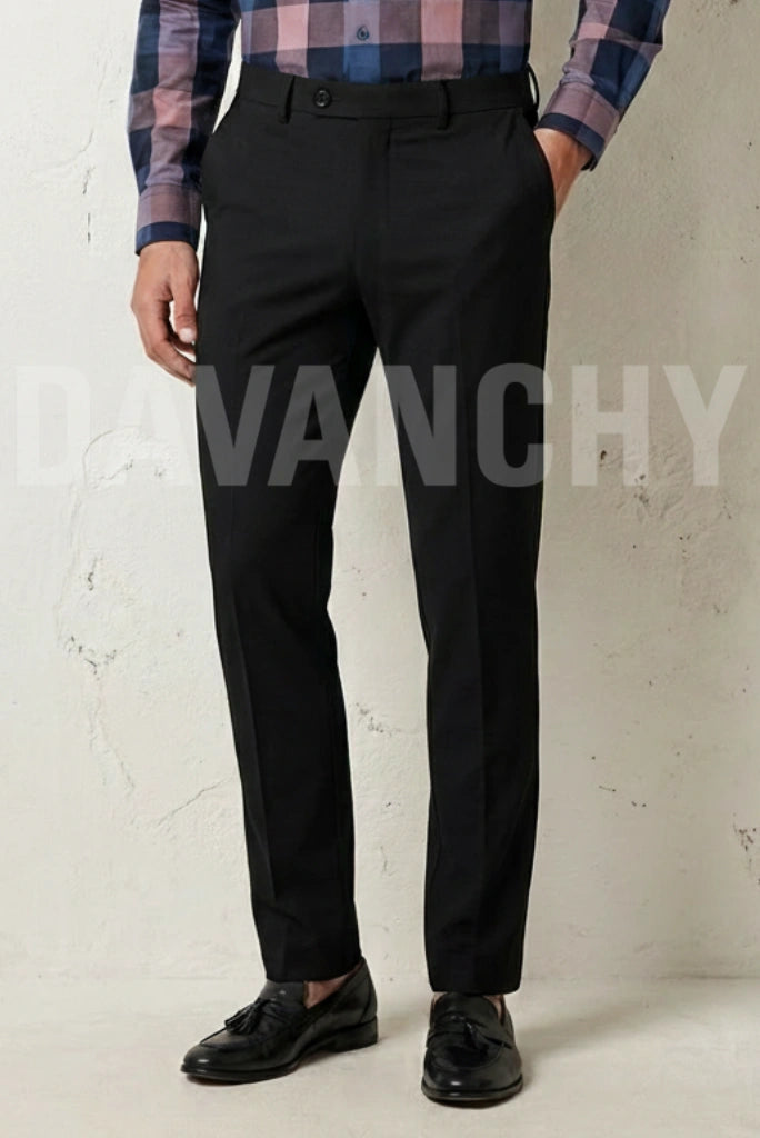 Men Black Office Wear Pant-Front