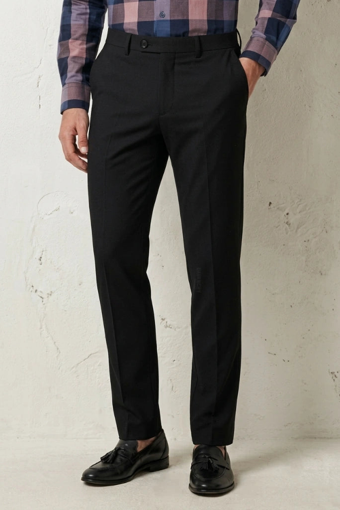 Men Black Casual Formal Pant-Front