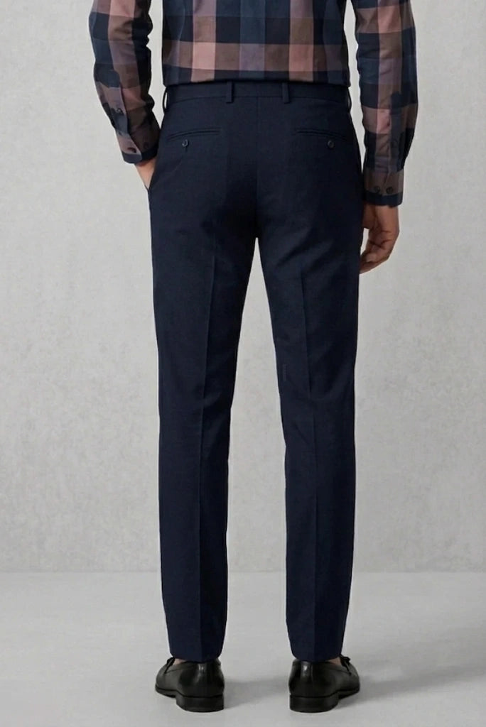 Men's Business Wear Navy Blue Pant-Back