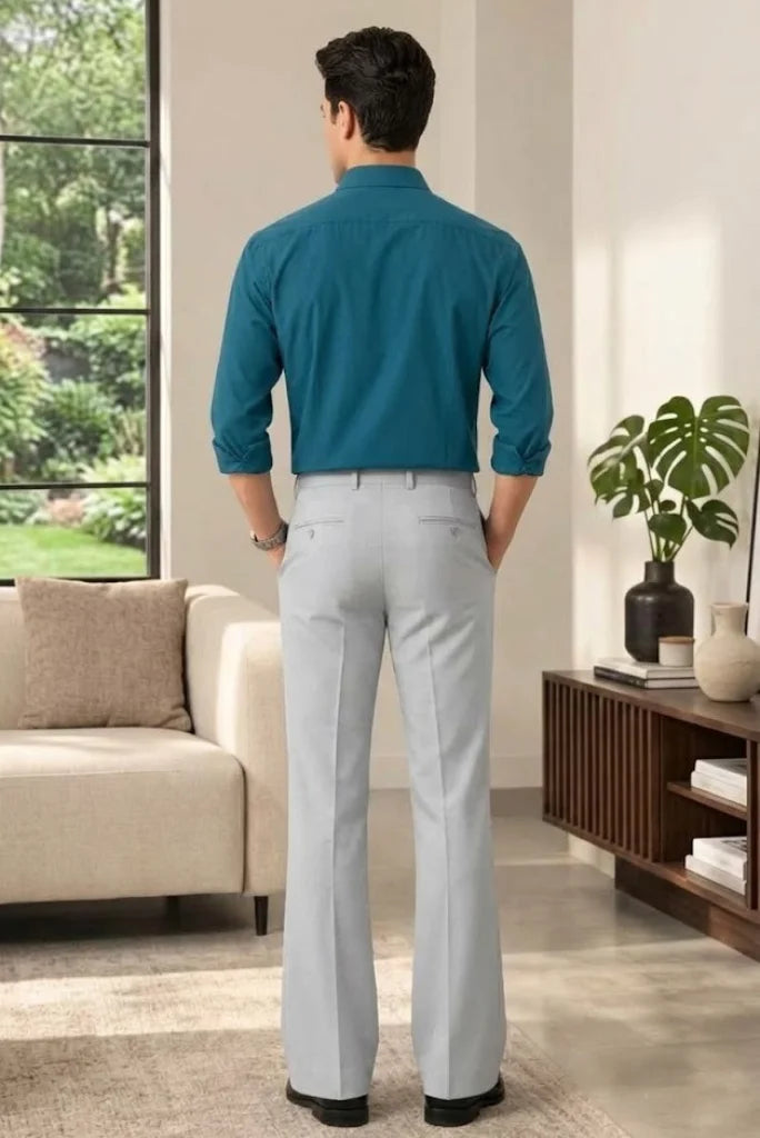 Men Grey Bootcut Vintage Trouser Back