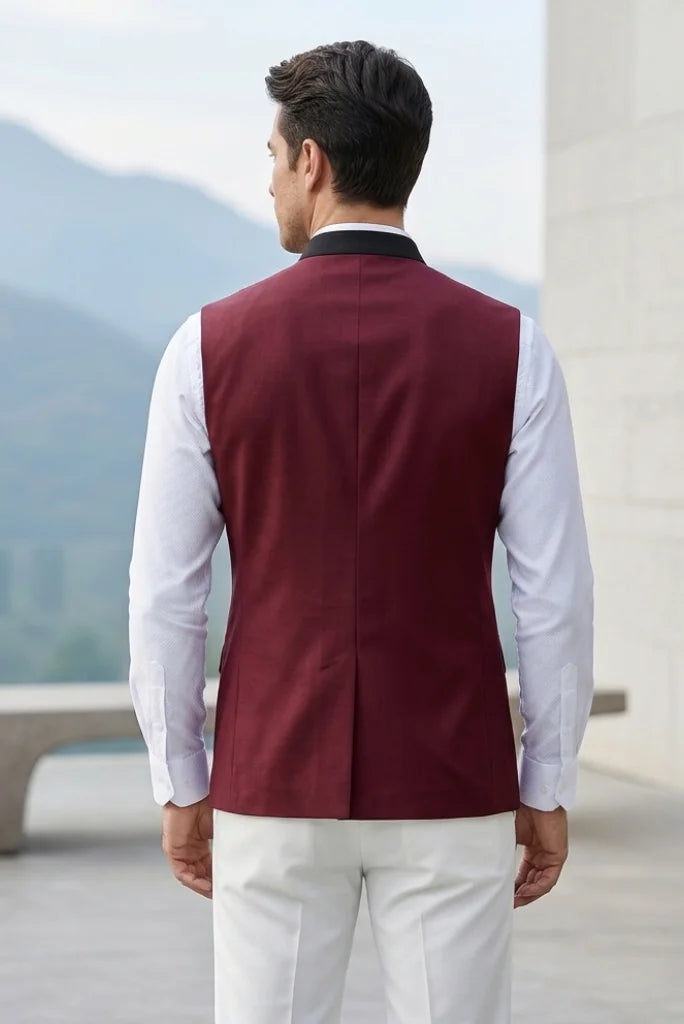 Premium maroon Nehru jacket-back