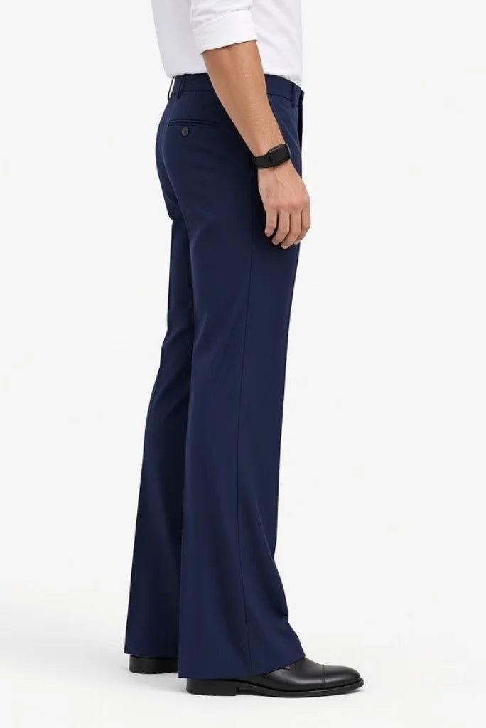 Navy Blue Bell Bottom Pant for Men Side