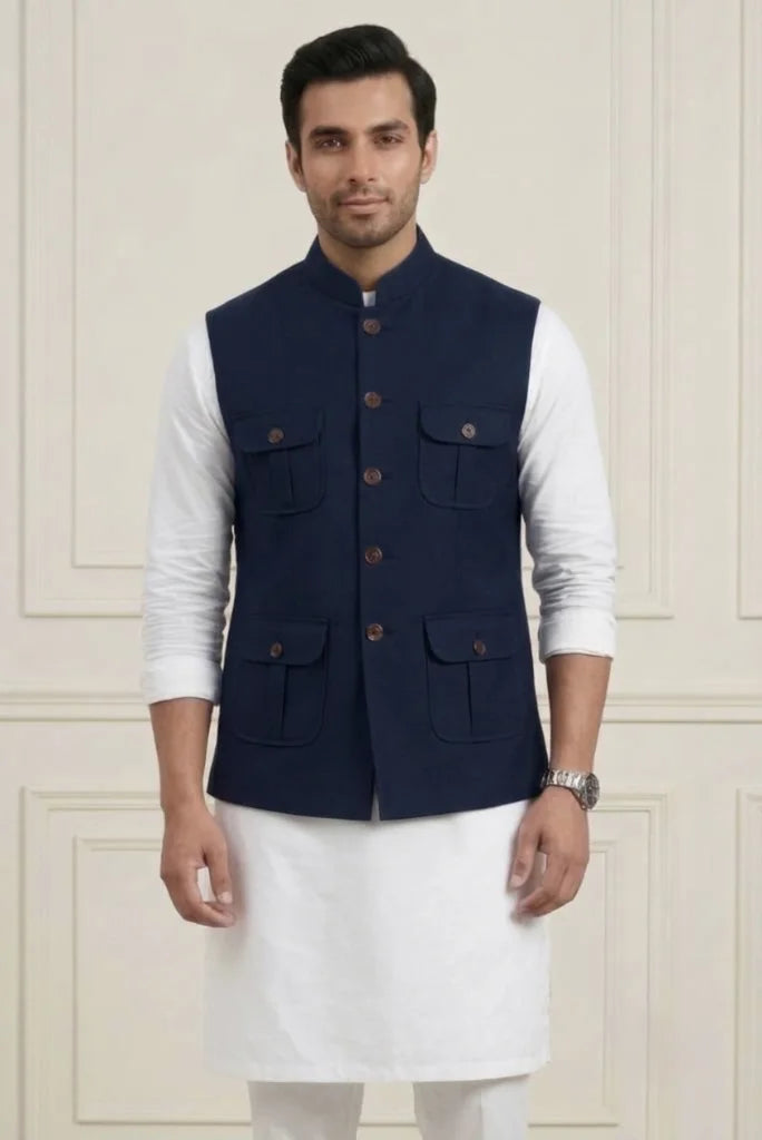 Navy Blue Hunter Jacket For Men – Front
