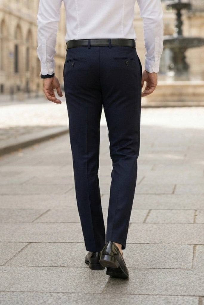Navy Blue Office Wear Trouser for Men-Back