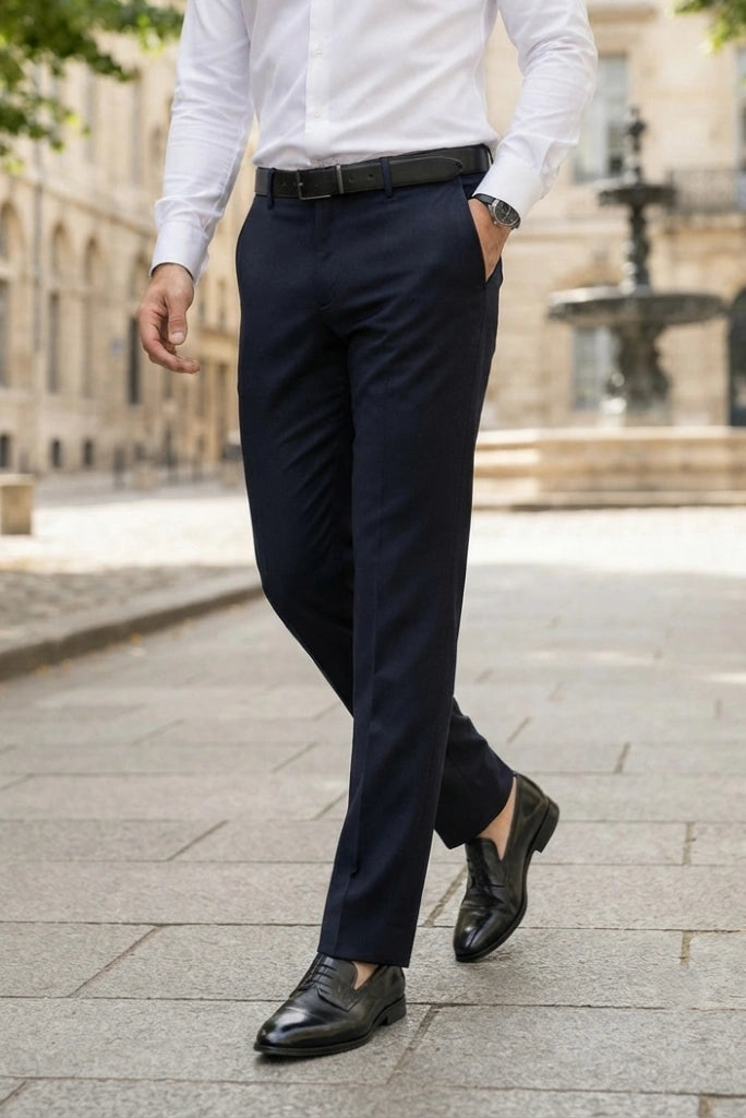 Men Navy Blue Fomral Wear Pant-Front