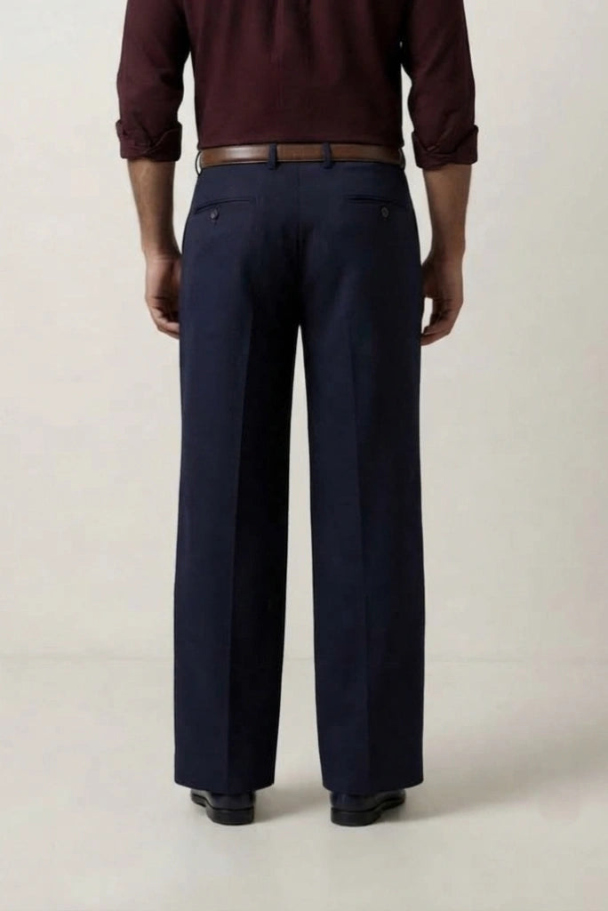 Men Navy Blue Vintage Trouser-Back