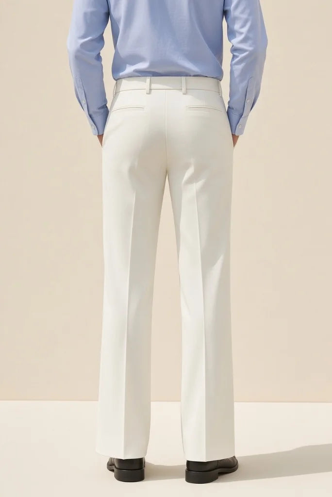 Mens Off White Retro Bootcut Trouser Back