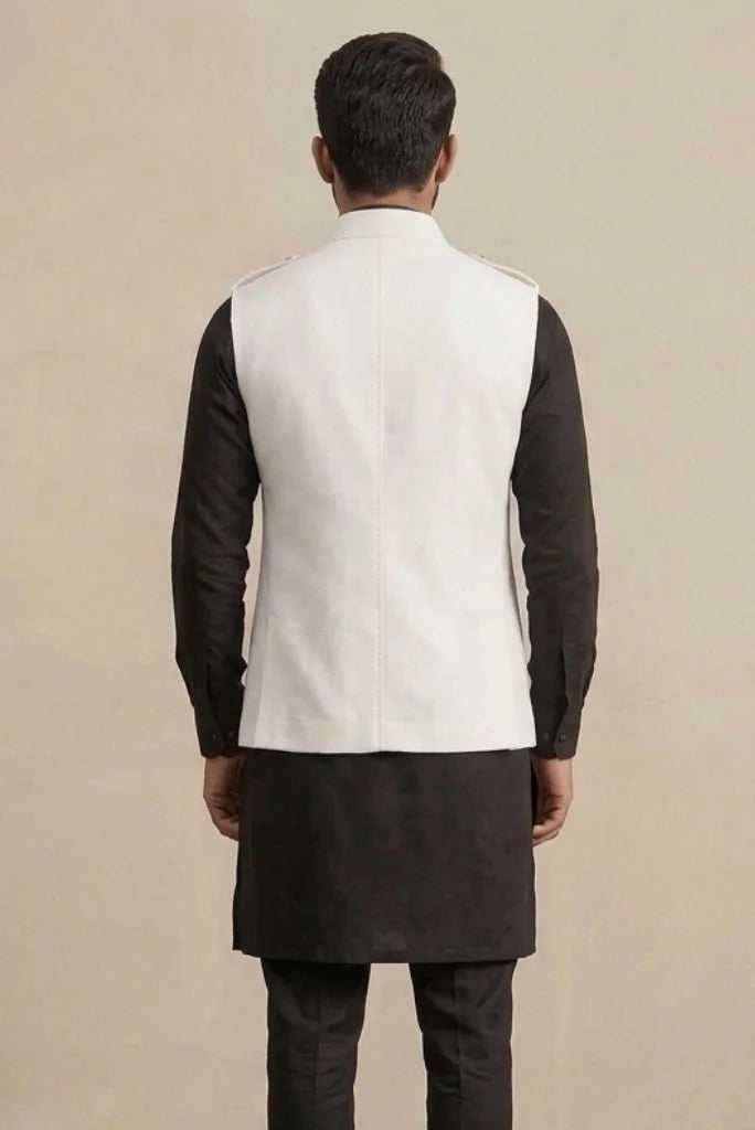 Off White Vintage Style Safari Coat – Back