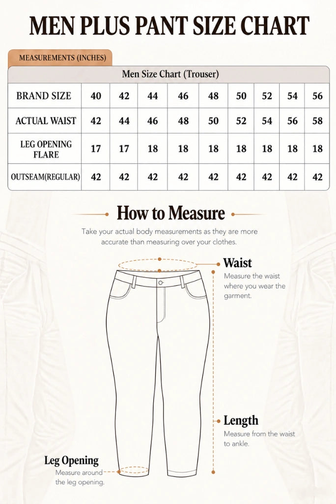 Men Pant Plus Size Chart