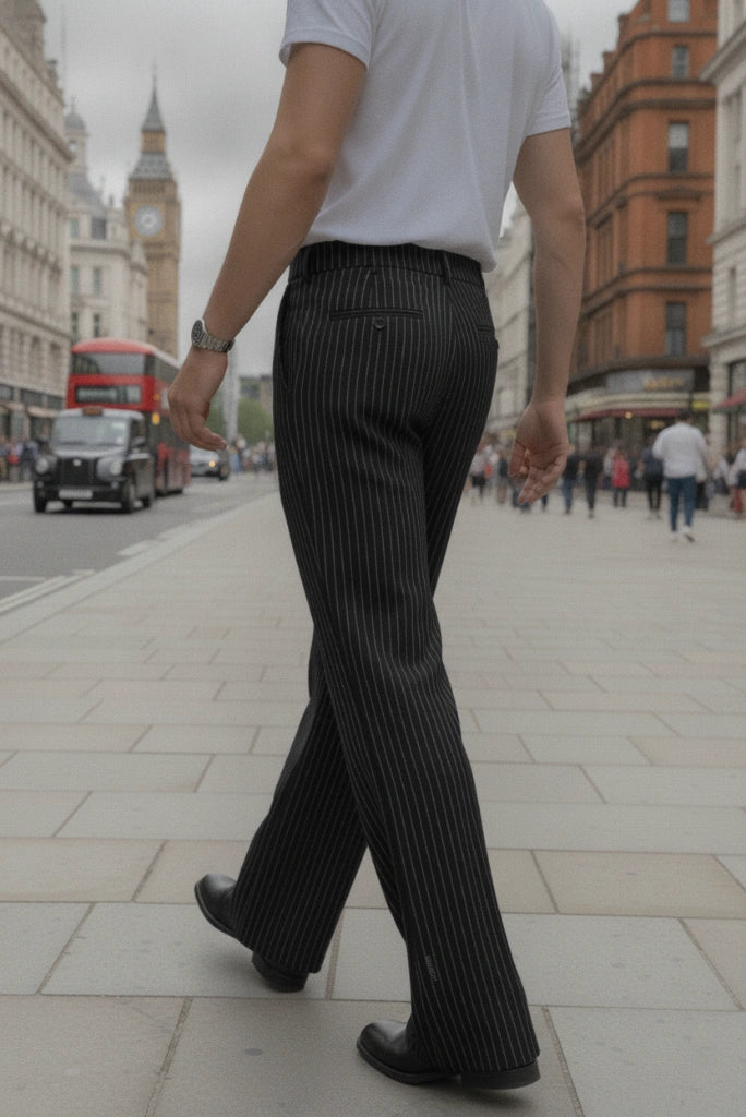 Premium Bootcut Formal Pinstripe Pant for Men-Back