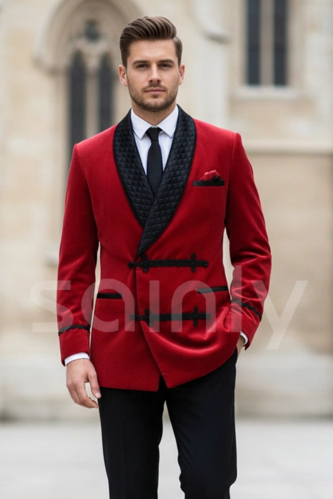 Red Smoking Jacket, Robe Smoking Jackets, Dinner Jackets, Quilted Robes Smoking, Warm Smoking Jacket, Vintage Smoking Jacket