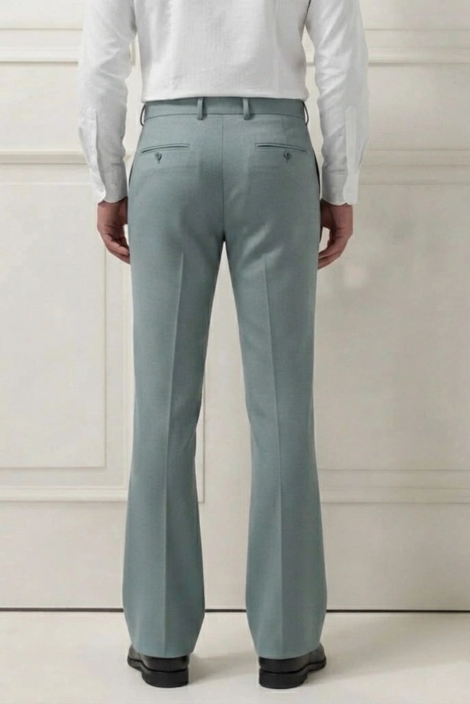 Sage Green Bootcut Formal Trousers Back