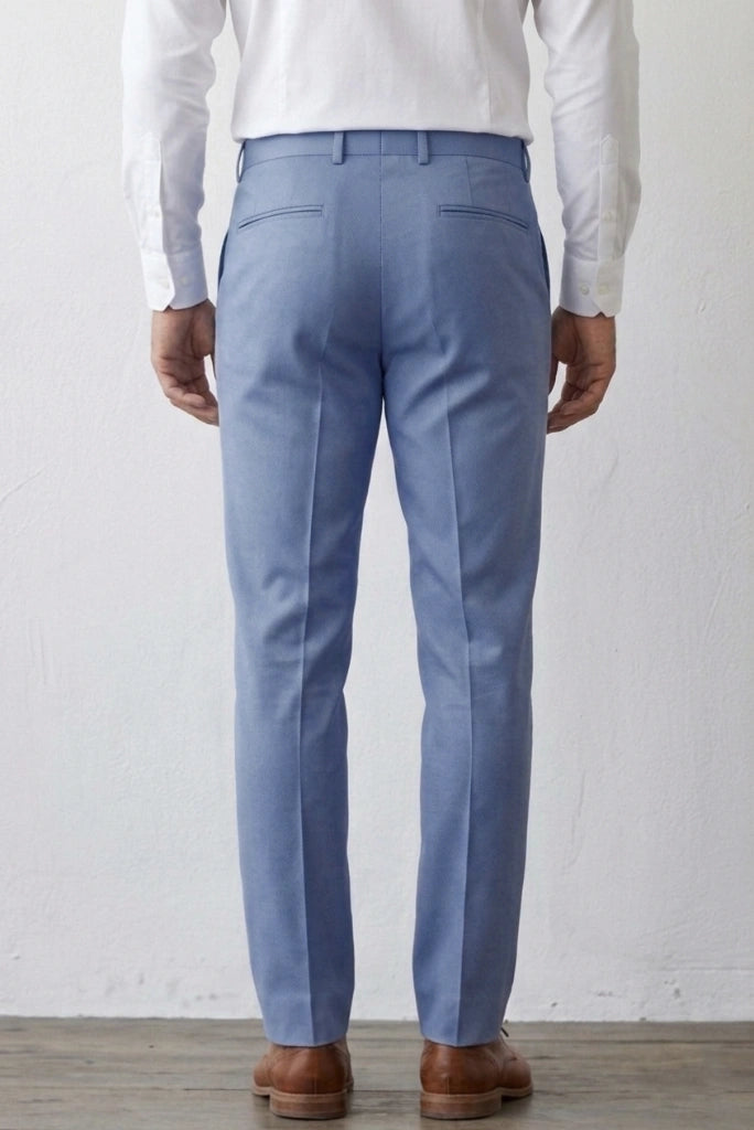 Men Steel Blue Formal Pant-Back