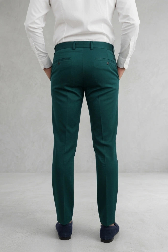 Teal Green Formal Pant for Men-Back