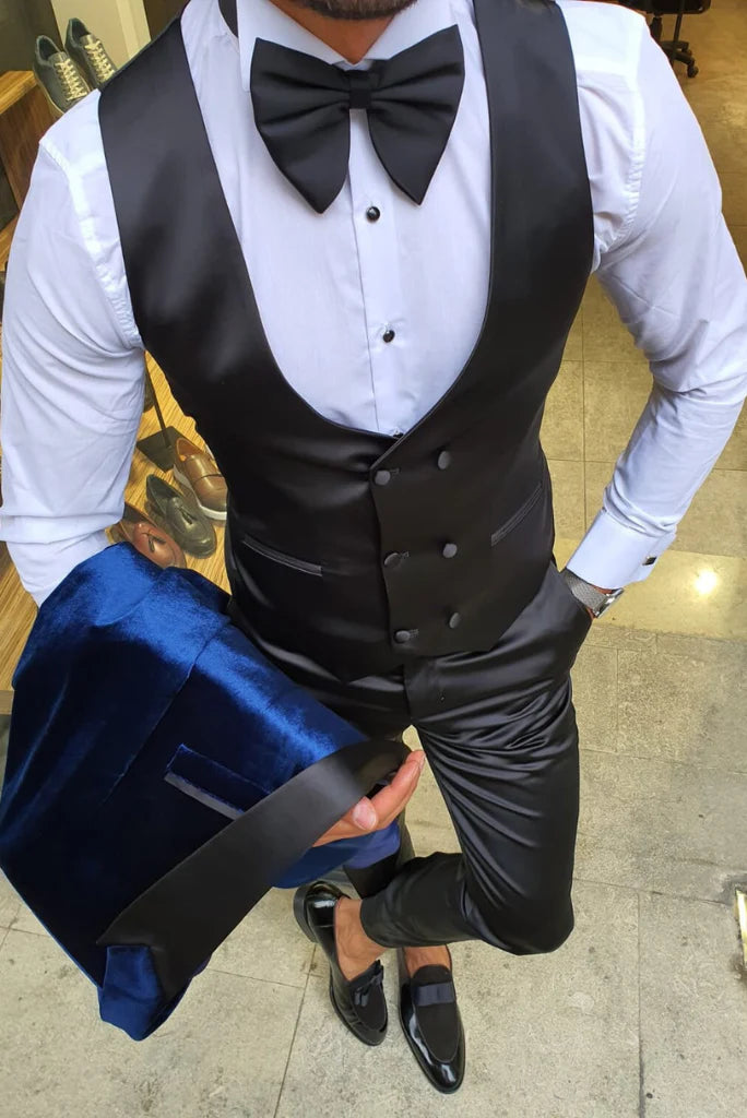 Sainly designer blue velvet men’s suit