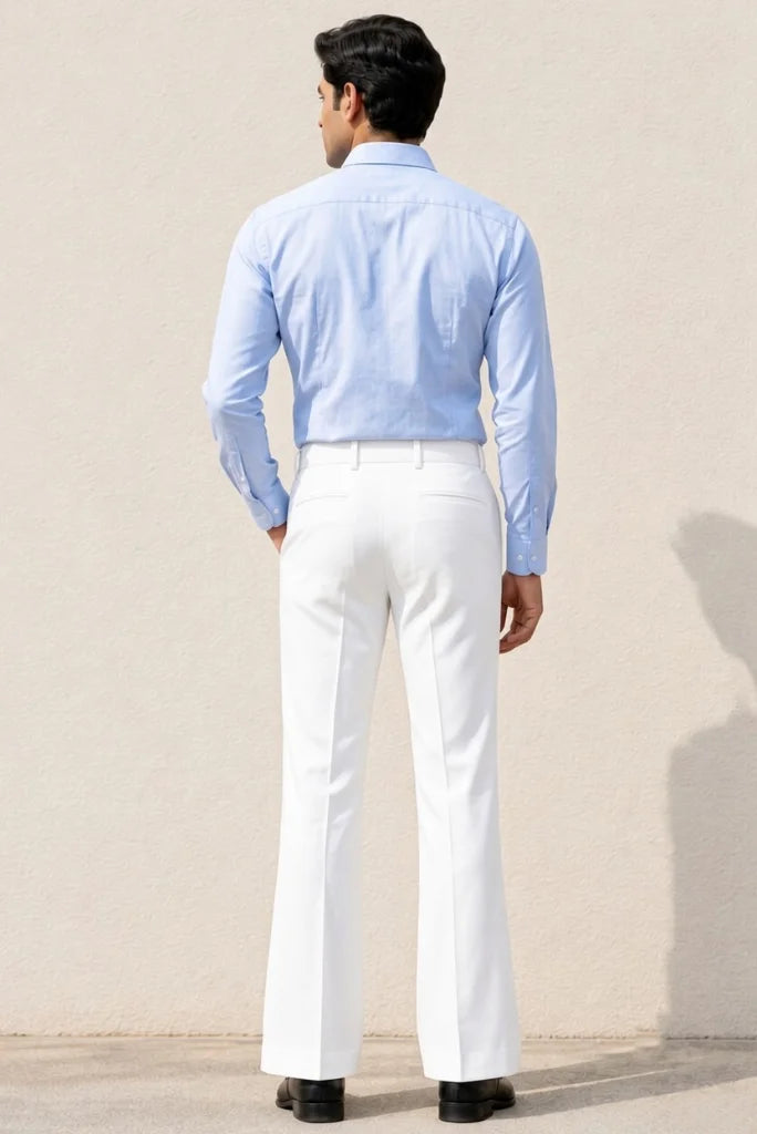 Mens White Vintage Flared Boocut Pant Back