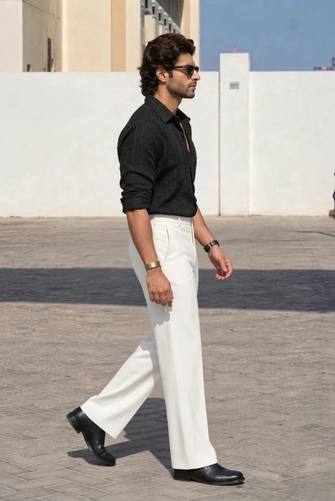 White Bootcut Trouser for Men – Wedding Wear Side