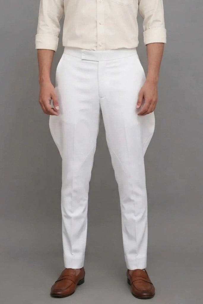 Men White Beeches Vintage Trouser Front