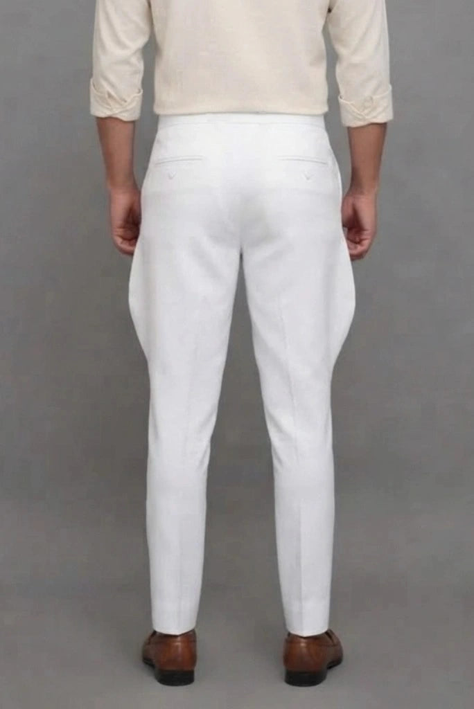 Men White Breeches Party Wear Pant Back