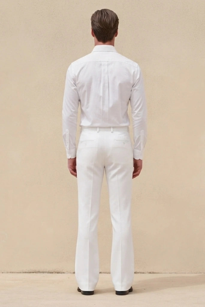 Men White Bootcut Formal Trouser Stylish Flared Pant