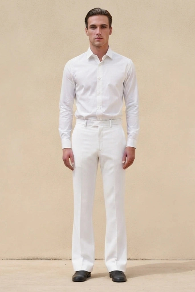 Men White Bootcut Formal Trouser Stylish Flared Pant