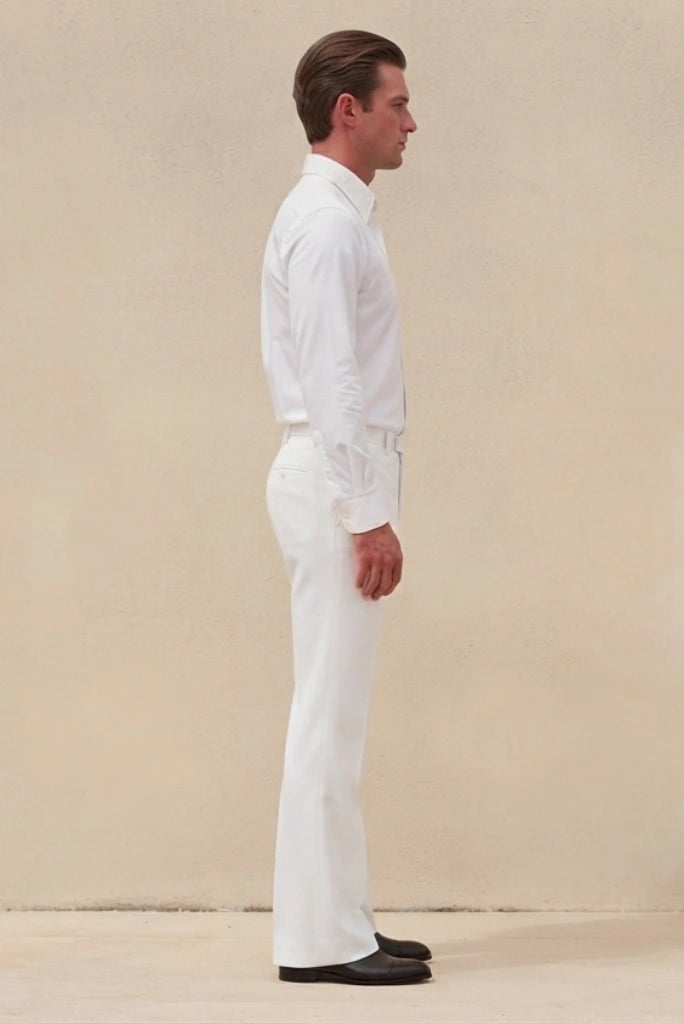 Men White Bootcut Formal Trouser Stylish Flared Pant