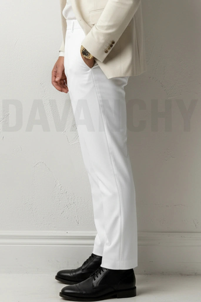 Men White Formal Trouser-Side