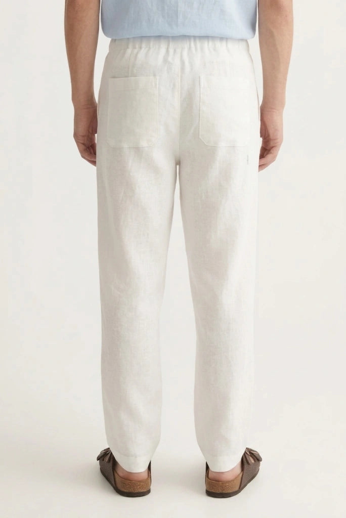 Premium White Linen Casual Pant-Back