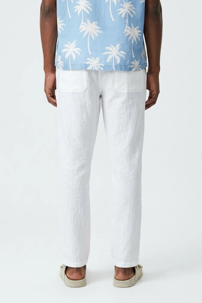 Men White Linen Relaxed Fit Trouser– Casual Comfortable Pant