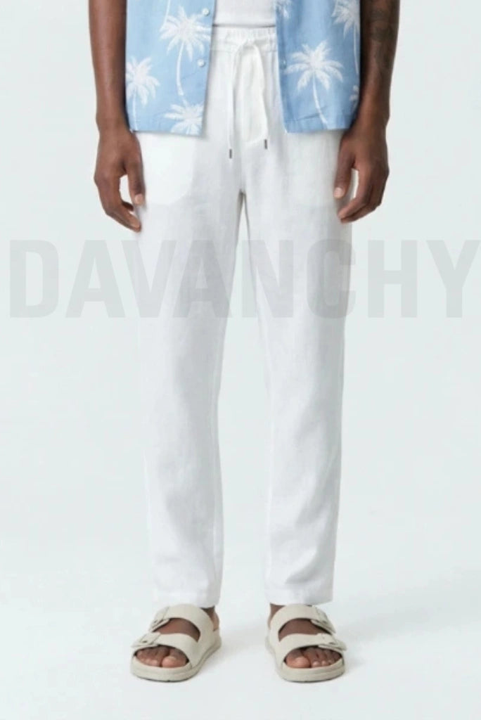 Men White Summer Pant- Front