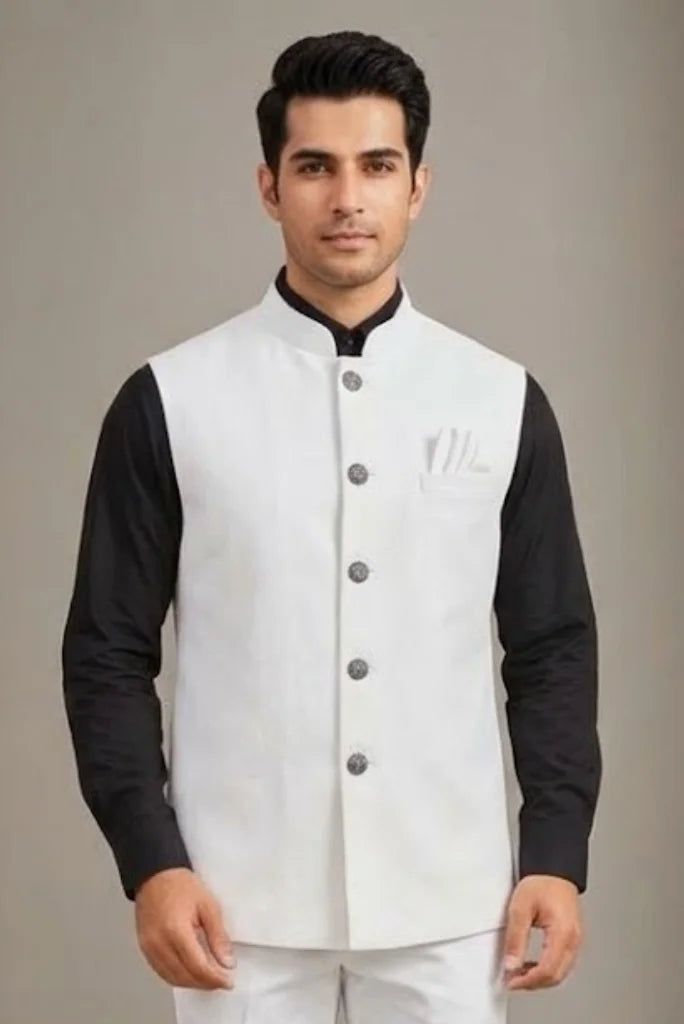 White Stylish Jacket For Men front