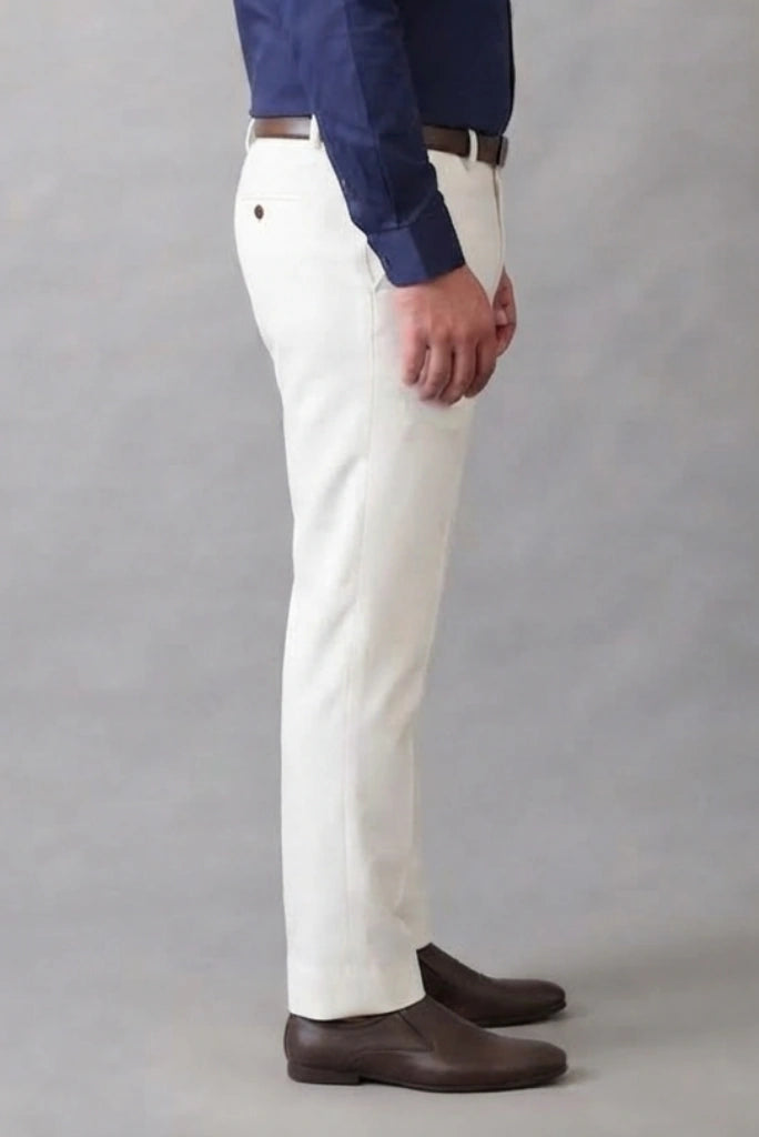 Men White Plus Size Business Wear Trouser Side 
