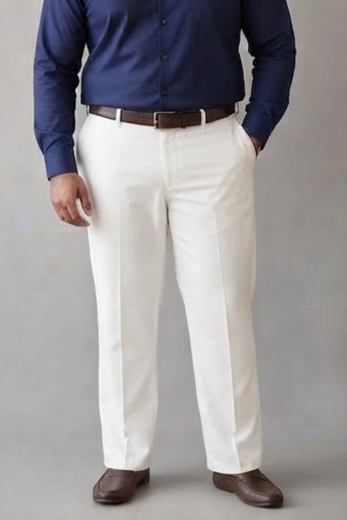 Men White Plus Size Wedding Wear Pant Front