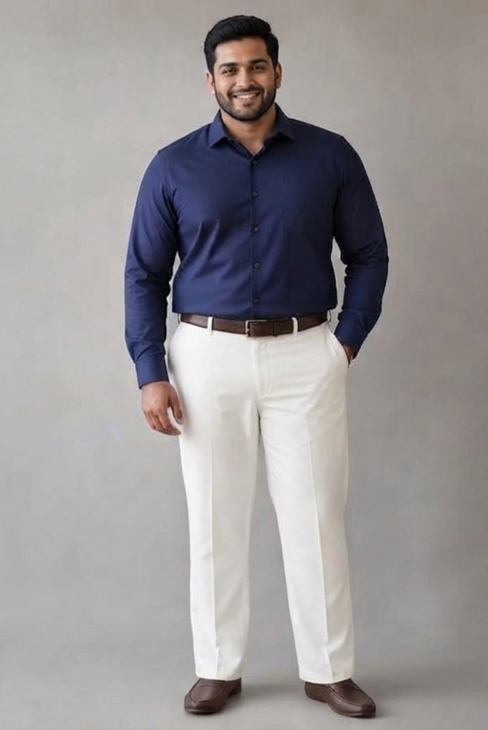 Men White Plus Size Formal Pant  Front