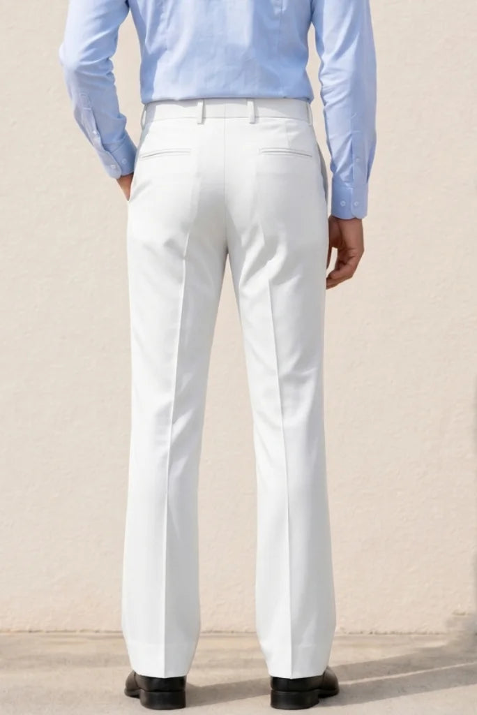 Mens White Vintage Boocut Pant Back