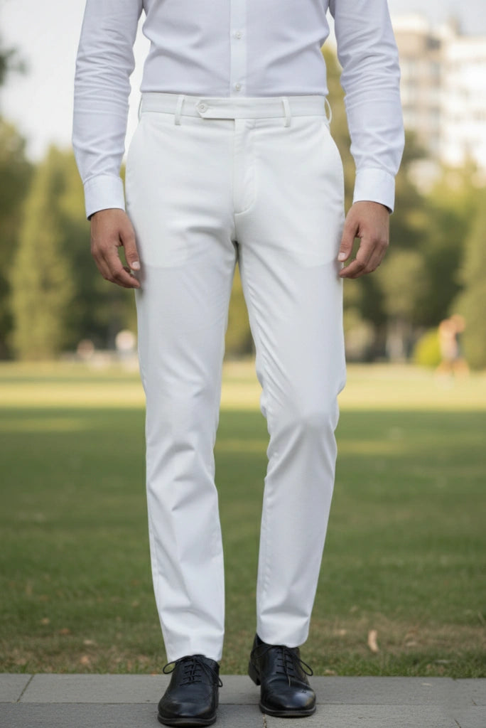 Men White Wedding Pant-Front