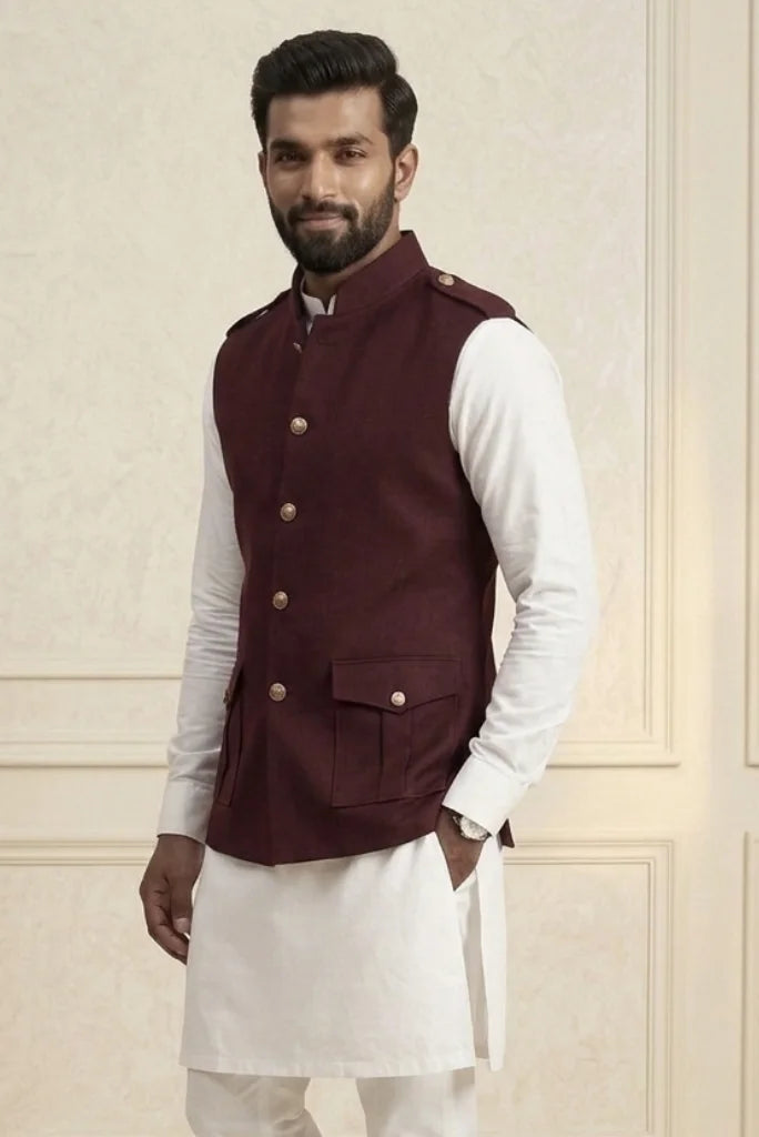 Men Wine Safari Jacket for Family Function – Different