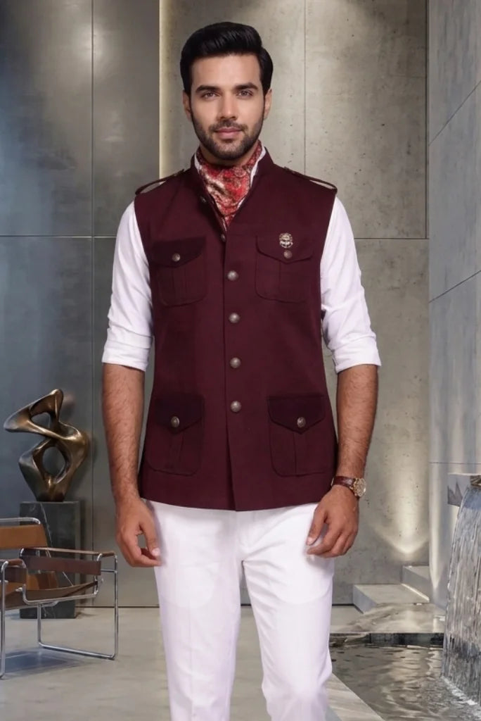 Wine Stylish Hunter Jacket for Men&