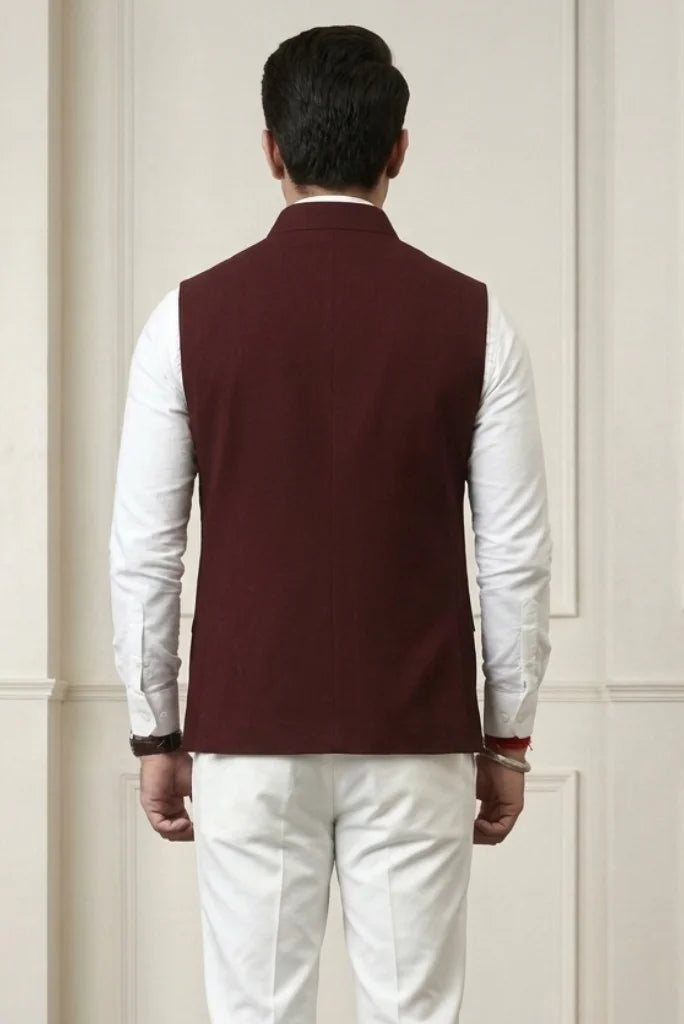 Wine Stylish Hunting Jacket for Men – Back  