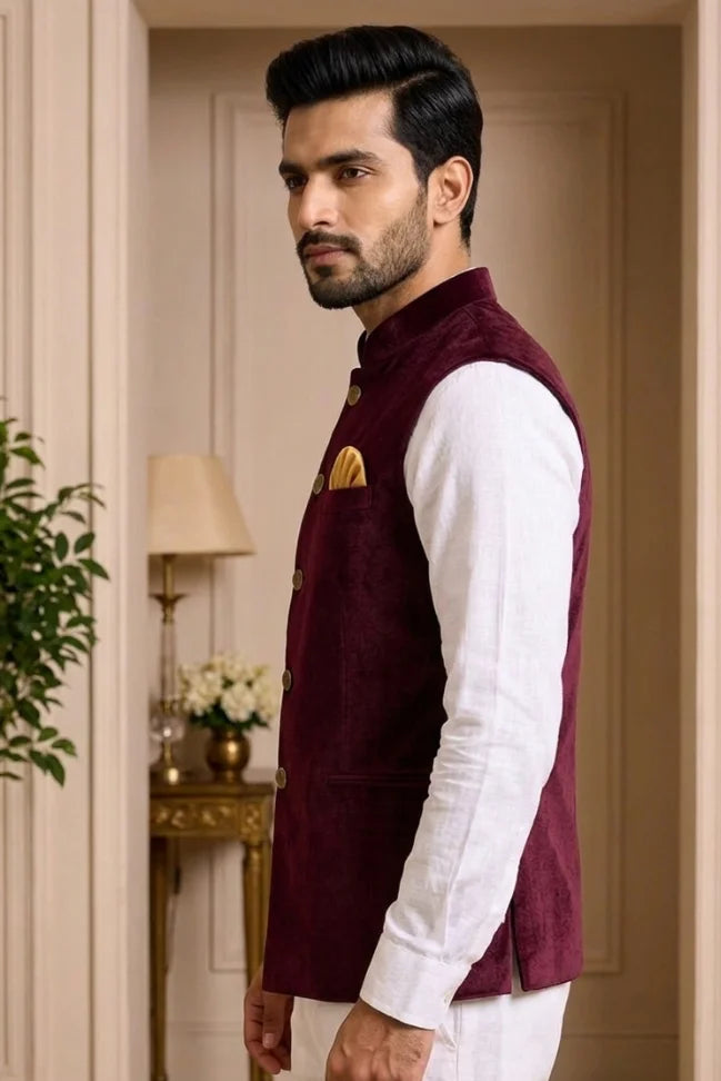 Men bandhgala collar design jacket side