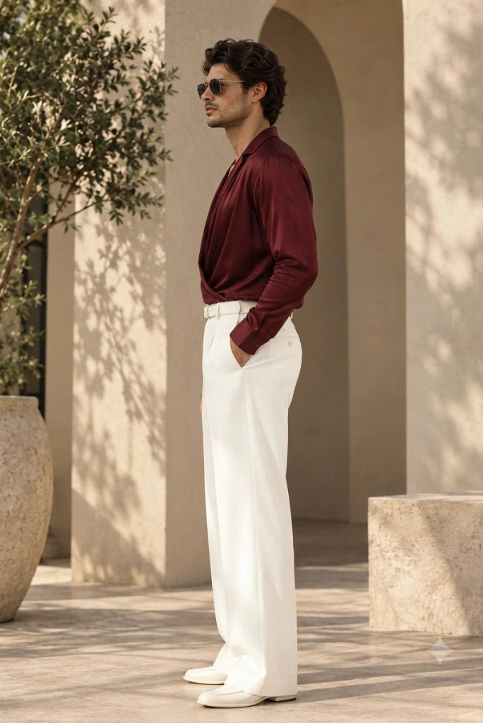 Men Off White Wedding Wear Trouser Side