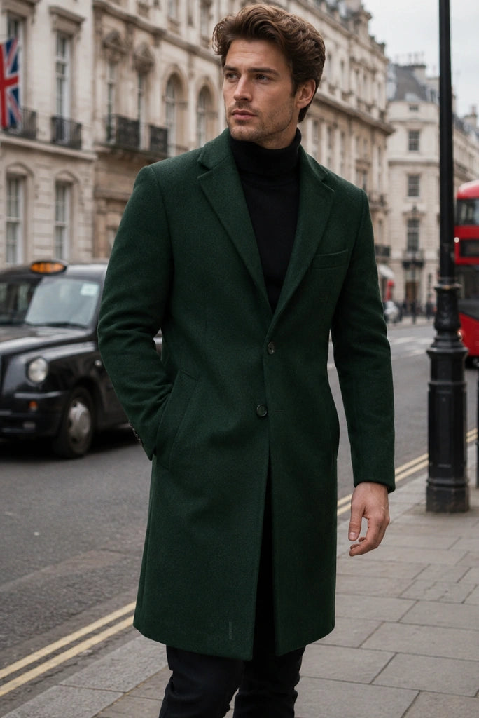 Men's Premium Tweed Trench Coat-Front