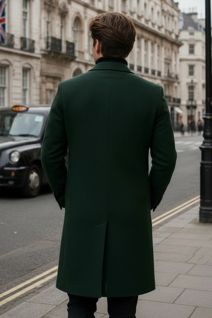 Designer Warm Winter Wear Green Coat-Back